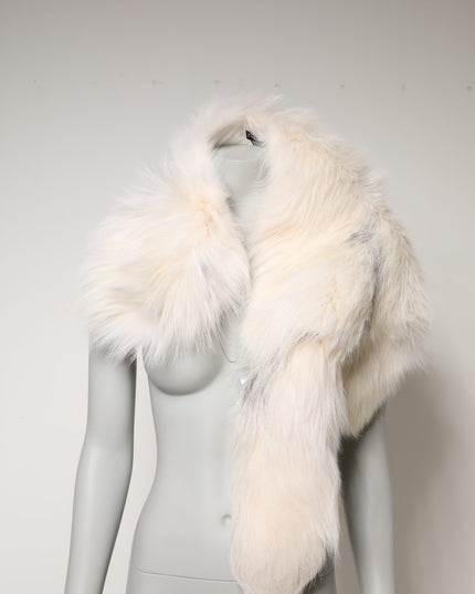 Dolce & Gabbana White Fox Fur Neck Wrap Warmer Winter Scarf