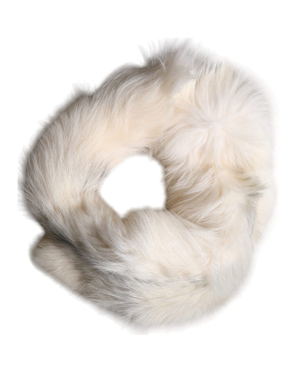 Dolce & Gabbana White Fox Fur Neck Wrap Warmer Winter Scarf
