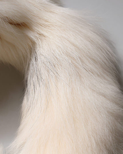 Dolce & Gabbana White Fox Fur Neck Wrap Warmer Winter Scarf