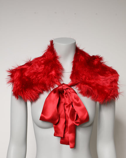 Dolce & Gabbana Red Alpaca Fur Women Neck Warmer Winter Scarf