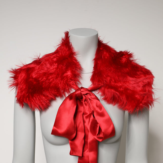 Dolce & Gabbana Red Alpaca Fur Women Neck Warmer Winter Scarf