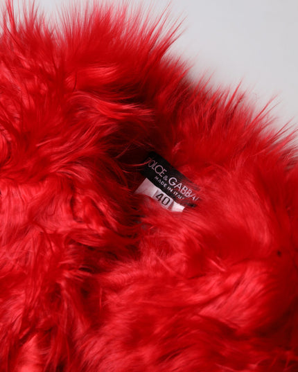 Dolce & Gabbana Red Alpaca Fur Women Neck Warmer Winter Scarf