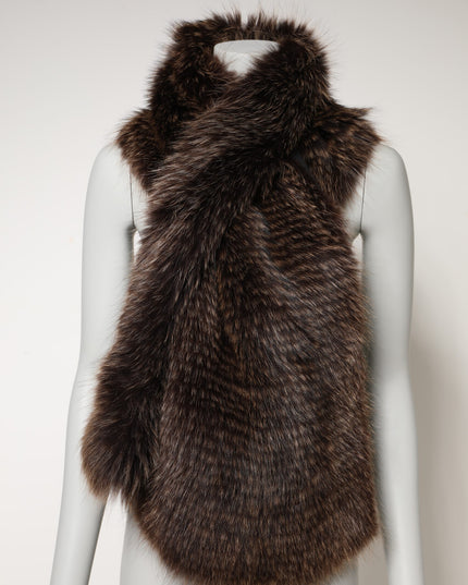 Dolce & Gabbana Brown Raccoon Fur Neck Warmer Winter Scarf