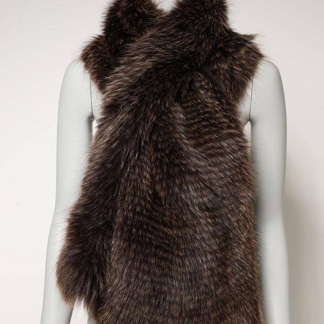 Dolce & Gabbana Brown Raccoon Fur Neck Warmer Winter Scarf