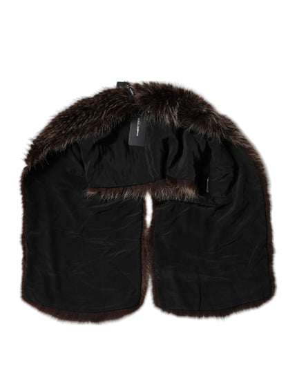 Dolce & Gabbana Brown Raccoon Fur Neck Warmer Winter Scarf