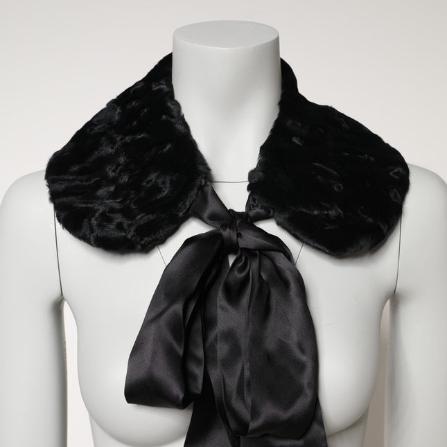 Dolce & Gabbana Black Lamb Fur Women Neck Warmer Winter Scarf