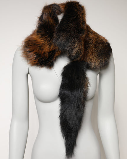 Dolce & Gabbana Brown Red Fox Fur Neck Warmer Winter Scarf