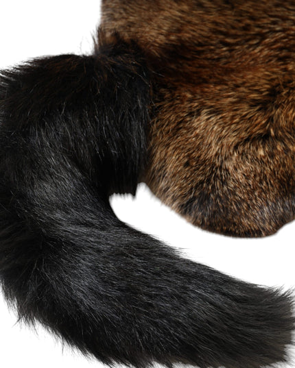 Dolce & Gabbana Brown Red Fox Fur Neck Warmer Winter Scarf