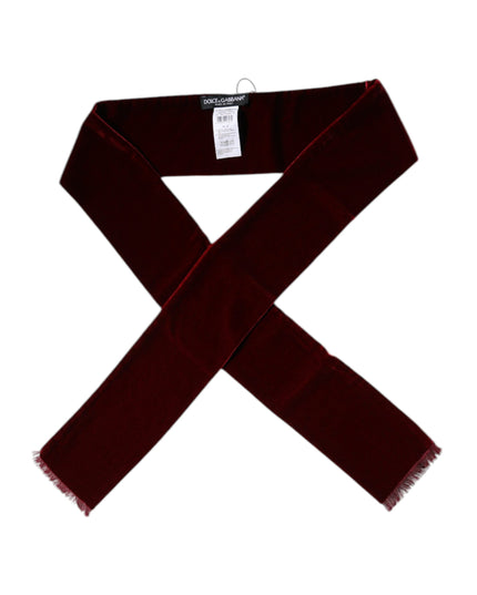Dolce & Gabbana Bordeaux Cotton Silk Fringe Shawl Wrap Scarf