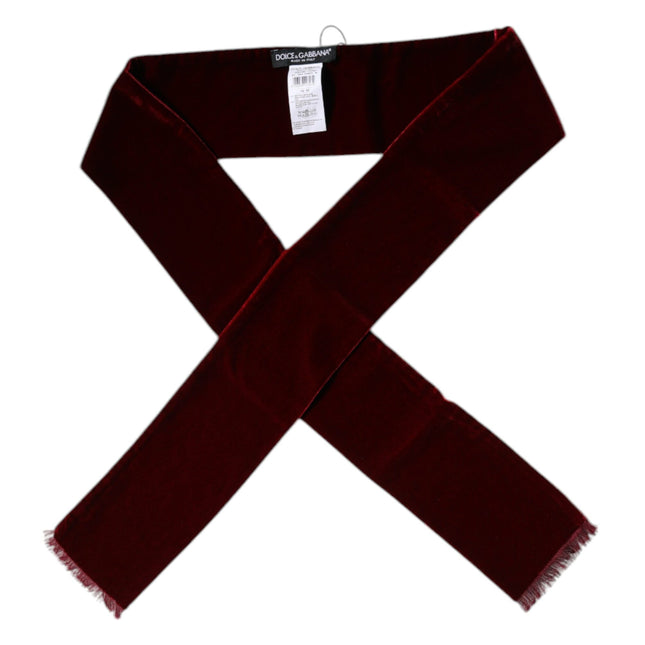 Dolce & Gabbana Bordeaux Cotton Silk Fringe Shawl Wrap Scarf
