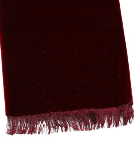 Dolce & Gabbana Bordeaux Cotton Silk Fringe Shawl Wrap Scarf