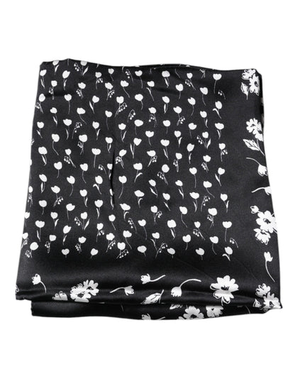 Dolce & Gabbana Black Floral Silk Square Wrap Shawl Scarf