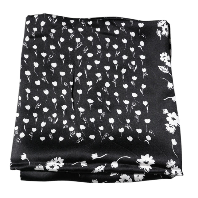Dolce & Gabbana Black Floral Silk Square Wrap Shawl Scarf