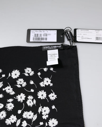 Dolce & Gabbana Black Floral Silk Square Wrap Shawl Scarf