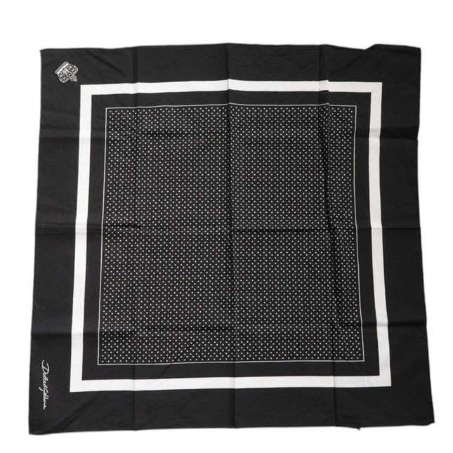 Dolce & Gabbana Black Polka Dots Cotton Handkerchief Scarf