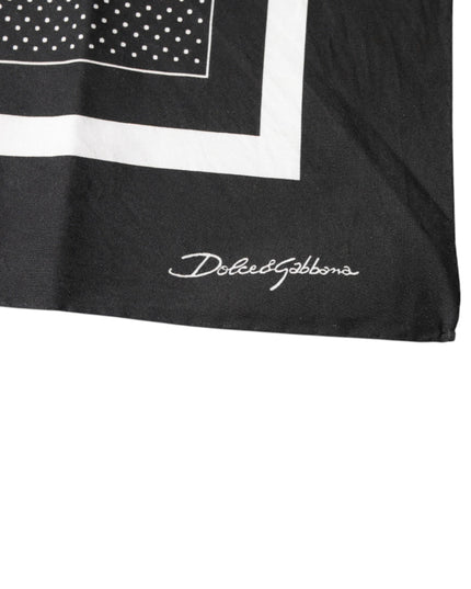 Dolce & Gabbana Black Polka Dots Cotton Handkerchief Scarf