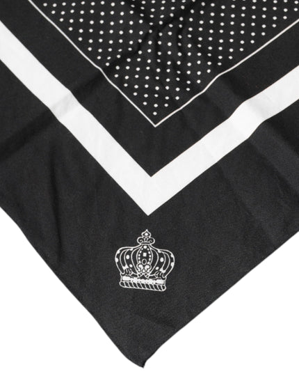 Dolce & Gabbana Black Polka Dots Cotton Handkerchief Scarf
