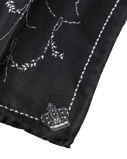 Dolce & Gabbana Black Patterned Silk Handkerchief Scarf