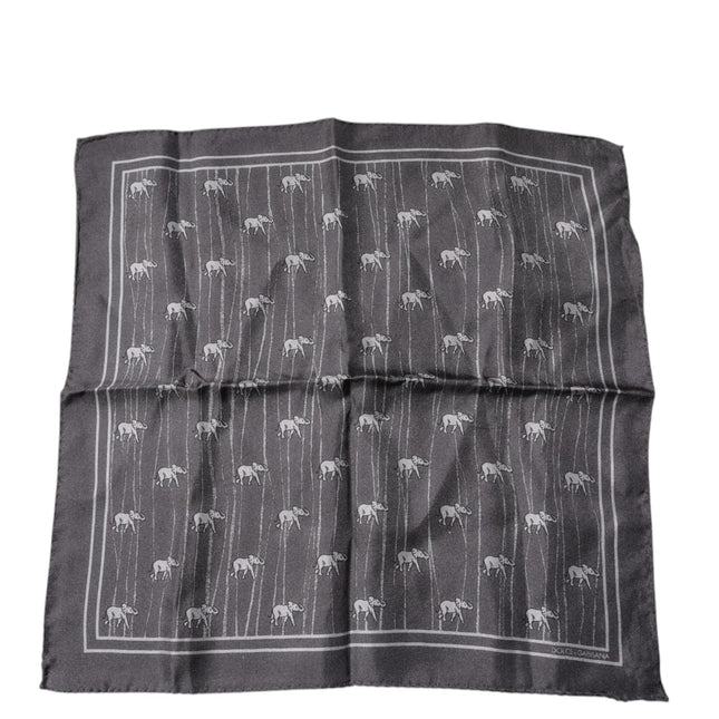 Dolce & Gabbana Brown Elephant Fantasy Handkerchief Scarf