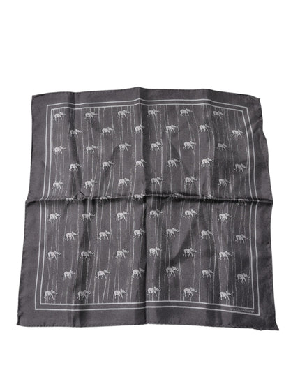Dolce & Gabbana Brown Elephant Fantasy Handkerchief Scarf
