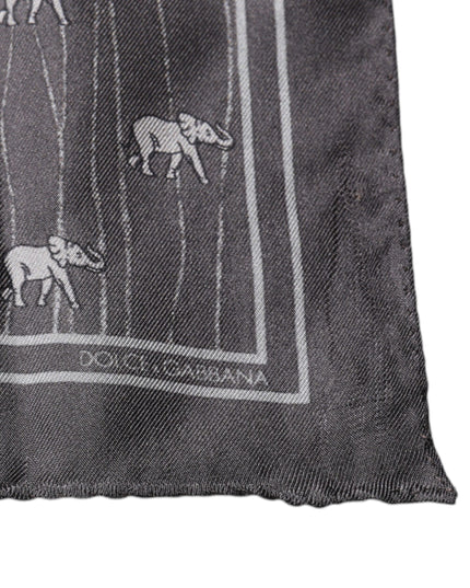 Dolce & Gabbana Brown Elephant Fantasy Handkerchief Scarf