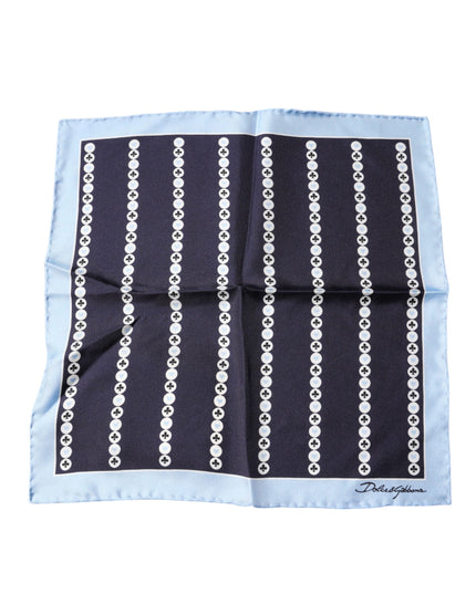 Dolce & Gabbana Blue Heart Spade Silk Handkerchief Scarf