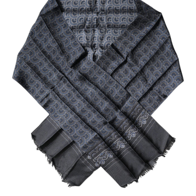 Dolce & Gabbana Dark Blue Fantasy Silk Neck Wrap Shawl Scarf