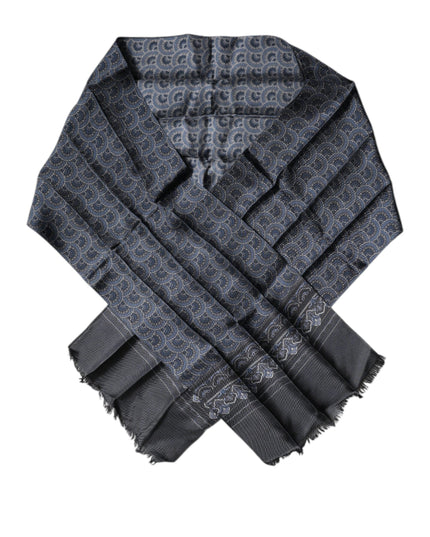 Dolce & Gabbana Dark Blue Fantasy Silk Neck Wrap Shawl Scarf
