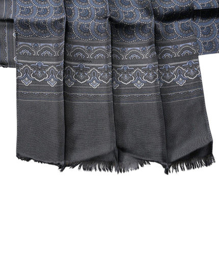 Dolce & Gabbana Dark Blue Fantasy Silk Neck Wrap Shawl Scarf