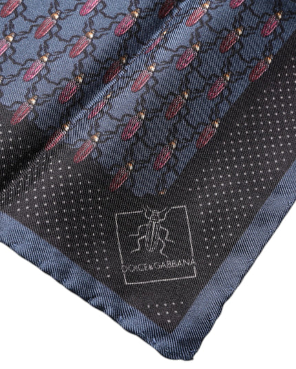 Dolce & Gabbana Dark Blue Beetle Square Handkerchief Scarf