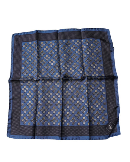 Dolce & Gabbana Blue Lady Bug Silk Square Handkerchief Scarf