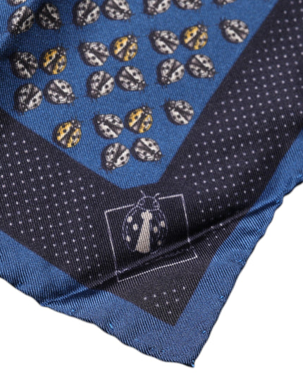 Dolce & Gabbana Blue Lady Bug Silk Square Handkerchief Scarf