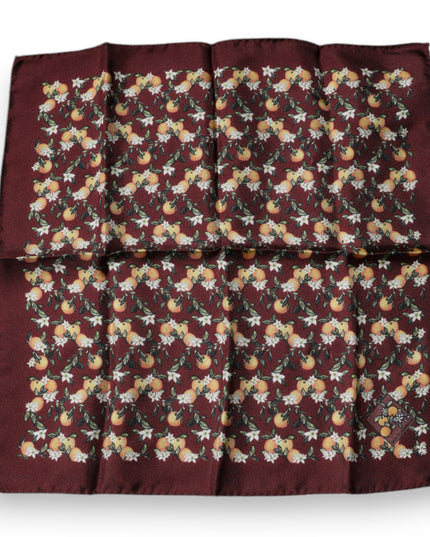 Dolce & Gabbana Maroon Oranges Silk Square Handkerchief Scarf