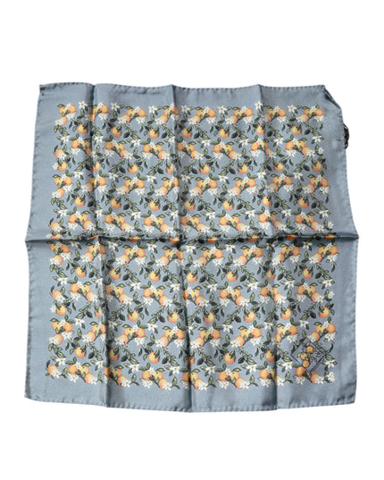 Dolce & Gabbana Gray Oranges Silk Square Handkerchief Scarf