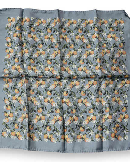 Dolce & Gabbana Gray Oranges Silk Square Handkerchief Scarf