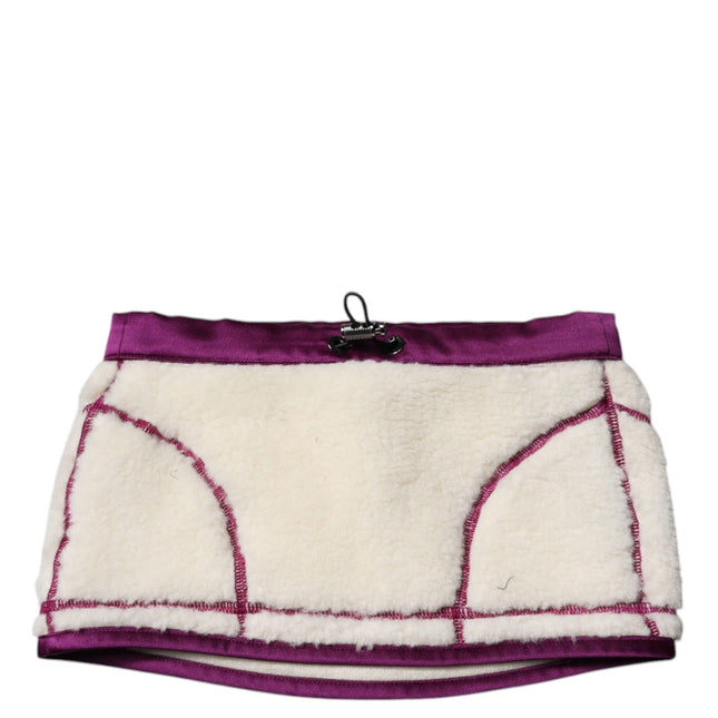Dolce & Gabbana White Purple Cashmere Fleece Neck Warmer Scarf