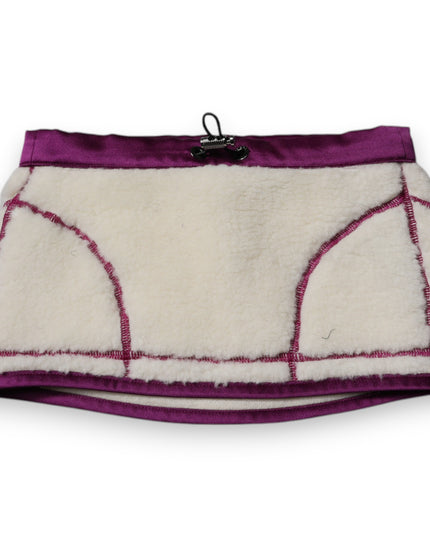 Dolce & Gabbana White Purple Cashmere Fleece Neck Warmer Scarf