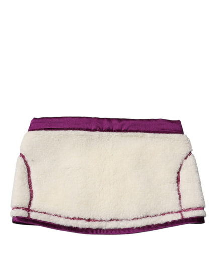 Dolce & Gabbana White Purple Cashmere Fleece Neck Warmer Scarf