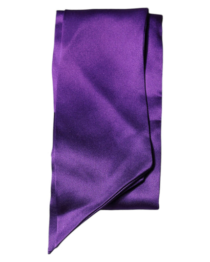 Dolce & Gabbana Purple Satin Silk Skinny Neck Foulard Scarf
