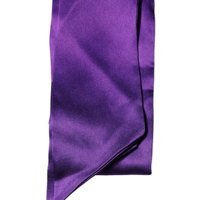 Dolce & Gabbana Purple Satin Silk Skinny Neck Foulard Scarf