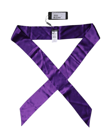 Dolce & Gabbana Purple Satin Silk Skinny Neck Foulard Scarf