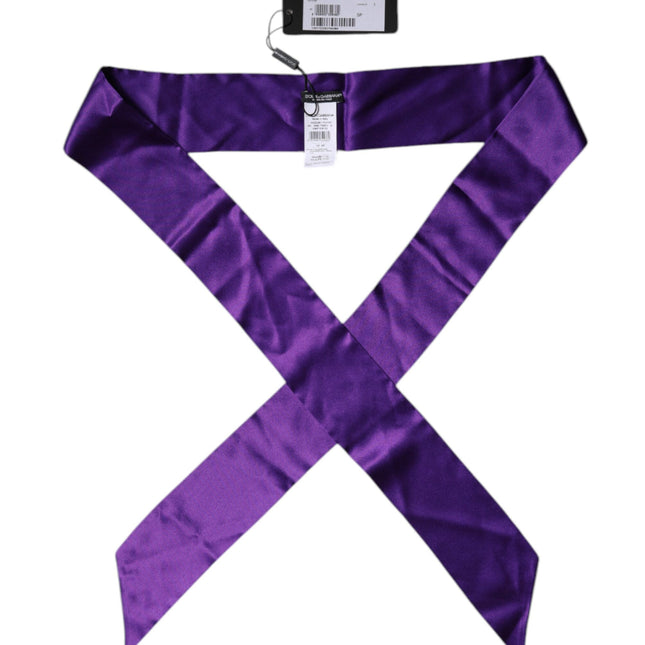 Dolce & Gabbana Purple Satin Silk Skinny Neck Foulard Scarf