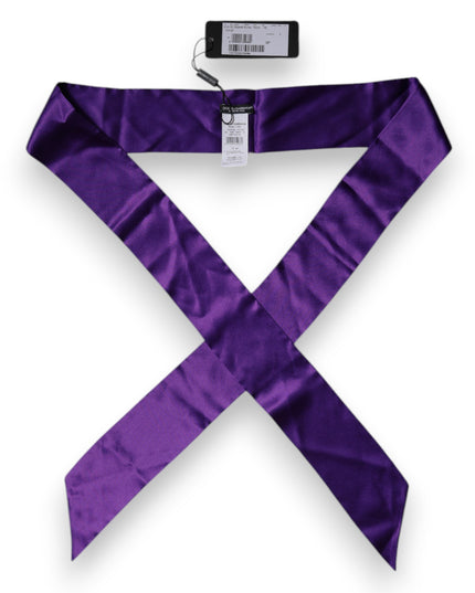 Dolce & Gabbana Purple Satin Silk Skinny Neck Foulard Scarf