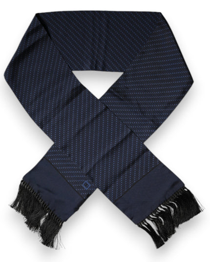 Dolce & Gabbana Dark Blue Fantasy Fringes Neck Wrap Scarf