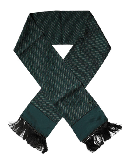 Dolce & Gabbana Dark Green Fantasy Fringes Neck Wrap Scarf