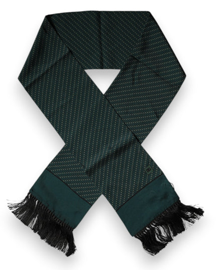 Dolce & Gabbana Dark Green Fantasy Fringes Neck Wrap Scarf