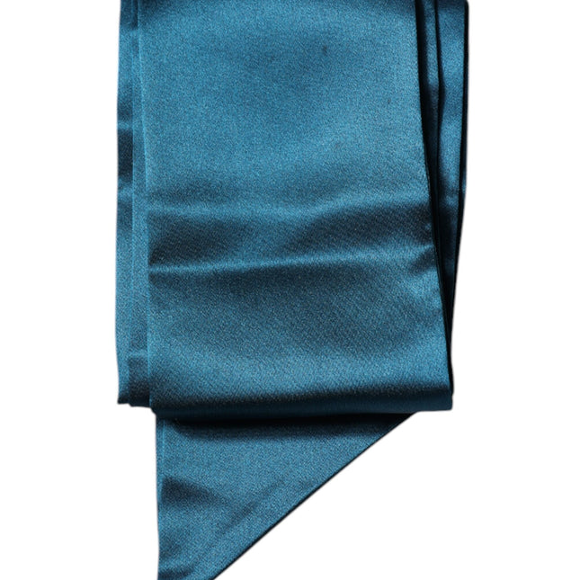 Dolce & Gabbana Dark Green Satin Silk Skinny Foulard Scarf