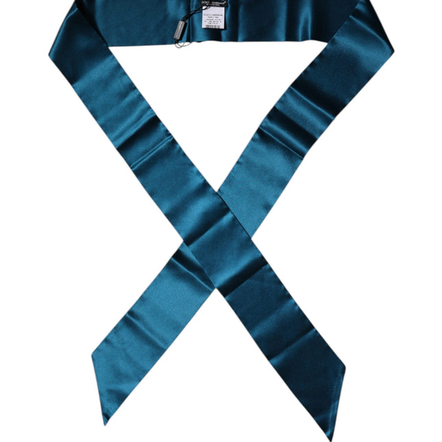 Dolce & Gabbana Dark Green Satin Silk Skinny Foulard Scarf