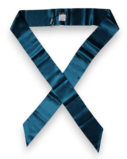 Dolce & Gabbana Dark Green Satin Silk Skinny Foulard Scarf