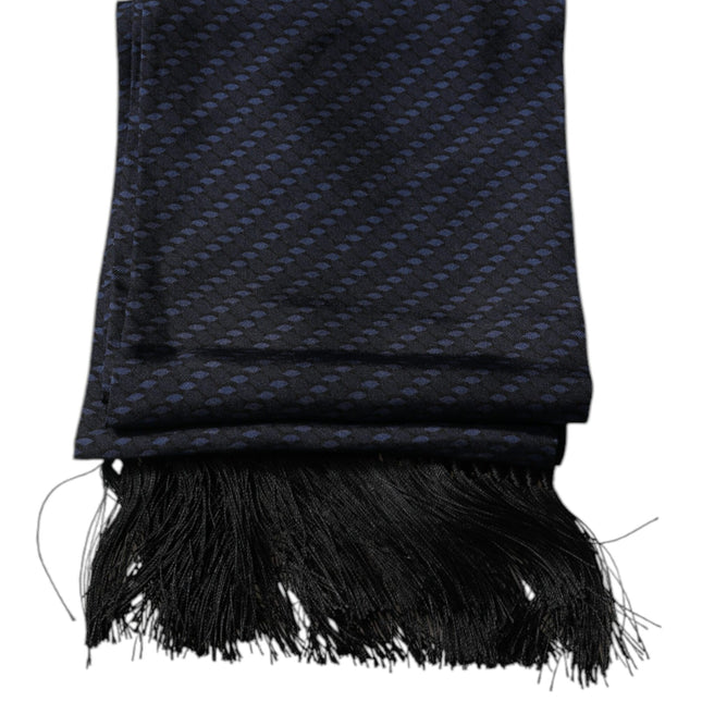 Dolce & Gabbana Dark Blue Fantasy Fringes Neck Wrap Scarf